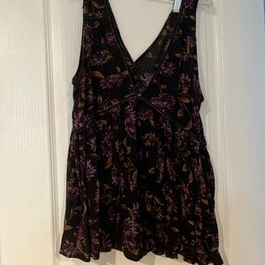 Low back babydoll swing tank with velvet trim